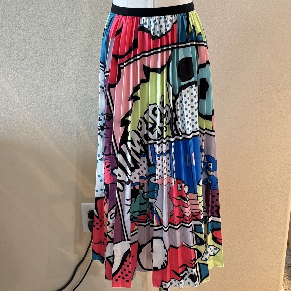 Sesame Street Inspired Pleated Midi Skirt Womens M Pop Art Cartoon Novelty